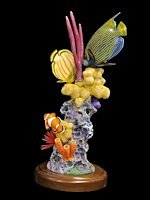 Emperor Angel Fish, Ornate Butterflyfish, Clown Fish - Wood Carving 